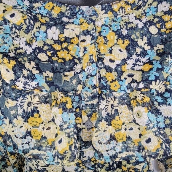 Loft floral ruffle neck cottagecore midi dress size xs - Picture 5 of 9